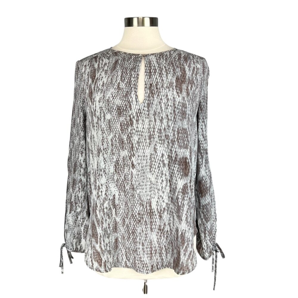 Acrobat Womens Gray Silk Snake Print Blouse Long Split Sleeves size Medium